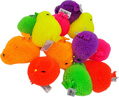 6 Pack (3") (6) - Neon Color Chick Puffers Chicken Stress Relief Fun Soft Toys for Party Favors. Great for Soothing