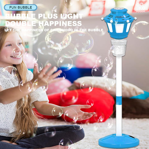Summer BBnote Street Lamp Bubble Machine with Light and Music, Rechargeable Outdoor Bubbles Toys for Kids & Adults