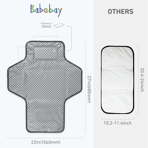 Babebay Waterproof Portable Diaper Changing Pad, Foldable Travel Changing Mat for Baby Girl Boy, Lightweight Travel