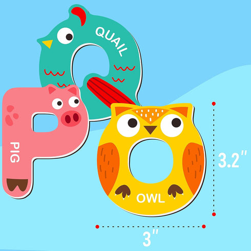 Large Size Magnetic Letters, Cute Animal Alphabet ABC Magnets for Fridge, Colorful Uppercase Animals Educational
