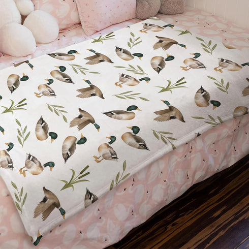 Vintage Mallard Duck Leaves Baby Blanket for Boy Girl Duck Hunting Flannel Soft Swaddle Blanket 30x40
