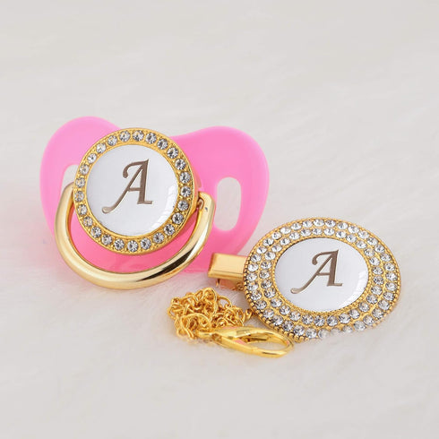 Set 26 11 All Handmade Bling Baby Pacifier and Clip Letters and Colors can Choose LA