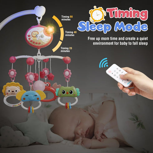 Lights,360Rotation 400 Mini Tudou Baby Crib Mobile with Music and Remote Control Musical Mobile for Crib