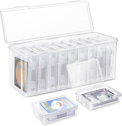 10 PCS Trading Card Storage Box Set, Plastic Top Loaders Storage Box for Standard Cards and Magnetic Holders
