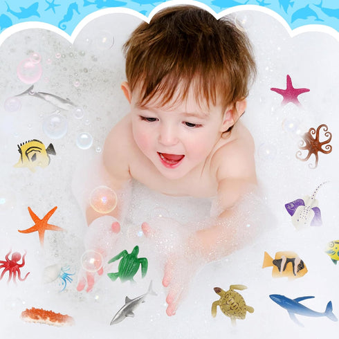 DOITEM 54 Pack Set, Assorted Mini Vinyl Plastic Ocean Sea Animal Figures Toy Realistic Under The Sea Life Figure Bath