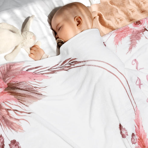 40" 50" Floral Boho Baby Monthly Milestone Blanket Little Girl Bohemian Photo Prop Blanket Personalized Bliss Baby