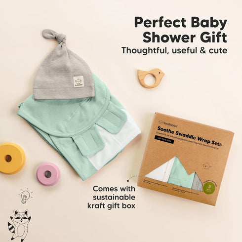 3-Pack 0-3 0-3 KeaBabies Organic Swaddles for Newborns Girls, Boys with Hats - Soft Cotton Baby Sleep Sacks Months
