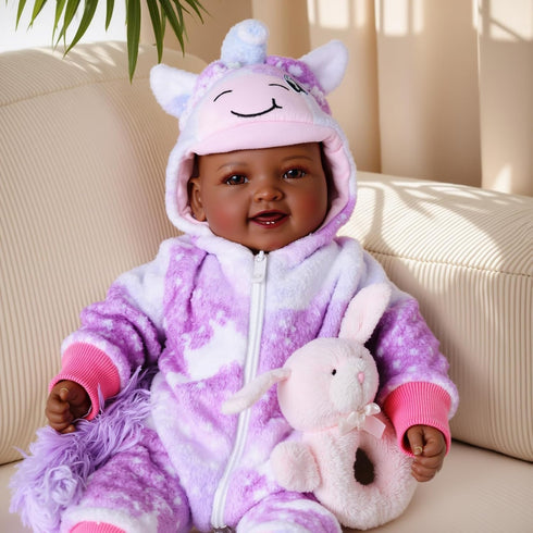 5-Piece Set 15-Inch 3+ BABESIDE Value Black Baby Doll Includes Lifelike Doll, Clothing, Birth Certificate, Bottle