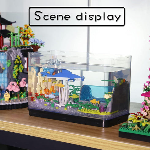 Creative Ideals Fish Tank Building Blocks Toy Sets - Add Water and Charge Light Effects, Best for 6+ Boys, Girls