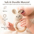 Generic Set 0-12 Organic Crochet Bunny Baby Rattle Toy - Handmade Newborn Gift with Teether & Pacifier Holder