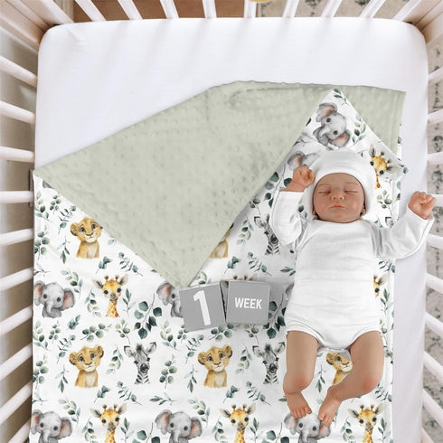 30 40 HawSkgFub Safari Jungle Animals Mink Baby Blankets Dotted Backing Boy Girl Shower Gift, Giraffe Elephant Zebra