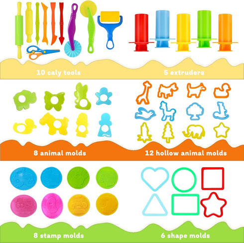 Set, 49 Sets 4-8, LCY WEDSHI Dough Tool Pcs Dough Tools for Kids Ages Dough Accessories Includes Animal Molds, Cutters