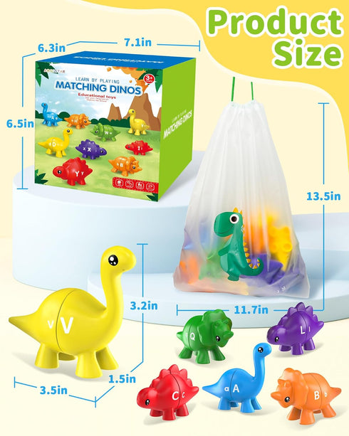 26PCS Dinosaur Alphabet Learning Toys for Toddlers 2-4, Montessori Educational Gifts for 2-4 Year Olds