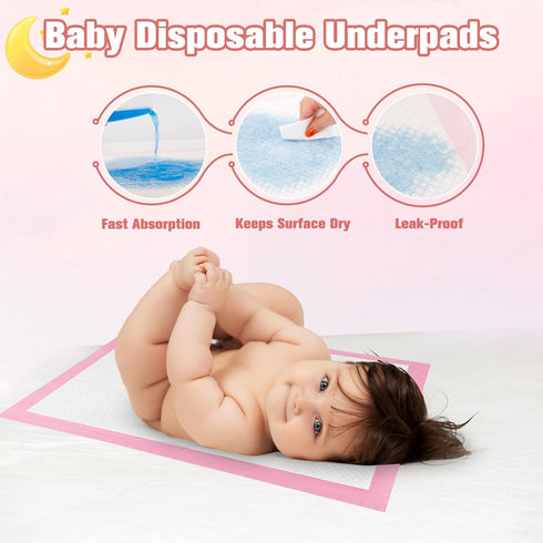 Bgtecho 100 Pack Baby,13x17In Disposable Changing Pads for Baby Disposable Underpads,Waterproof Diaper Changing