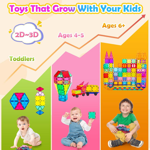 Magnetic Tiles, 100PCS 3D Building Blocks, Magnets Building Set for Kids, Construction STEM Stacking Toys, Gift for