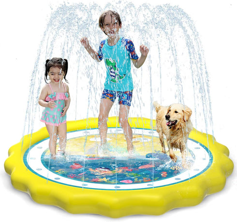 HITOP Kids Sprinklers for Outside - Splash Pad for Toddlers & Baby Pool 3-in-1 60" Water Toys