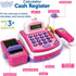 Pretend Play Pink Cash Register Toy - Learn & Play Shopping Kids Toys with Electronic Mic, Scanner, Calculator, Play