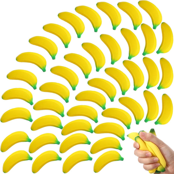 Jerify 100 Pcs Banana Stress Toys Stretchy Banana Fidget Toys Realistic Stretchy