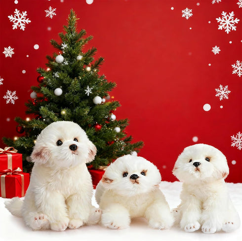 9 inches HollyHOME Maltese Stuffed Animal Realistic Maltese Dog Plush Toy Pet Fluffy Stuffed Puppy Dog Toys Gift
