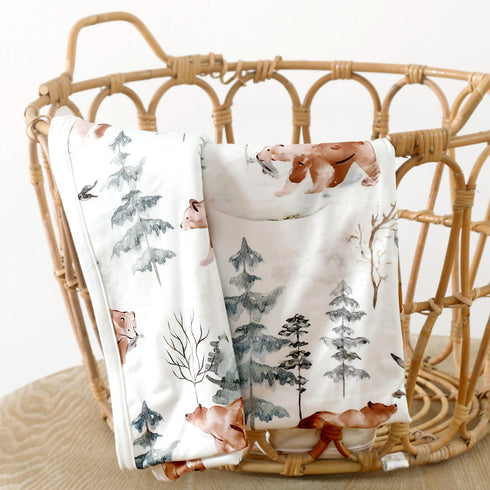 GRSSDER Super Soft Jersey Knit Baby Blankets, Double Layer Receiving Blankets, 34 x 44 Inches, Cute Bear
