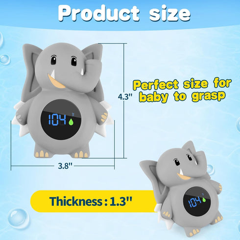 Baby Bath Thermometer with LED Display, Temperature Warning, Kids' Bathroom Safety Toy for Infants