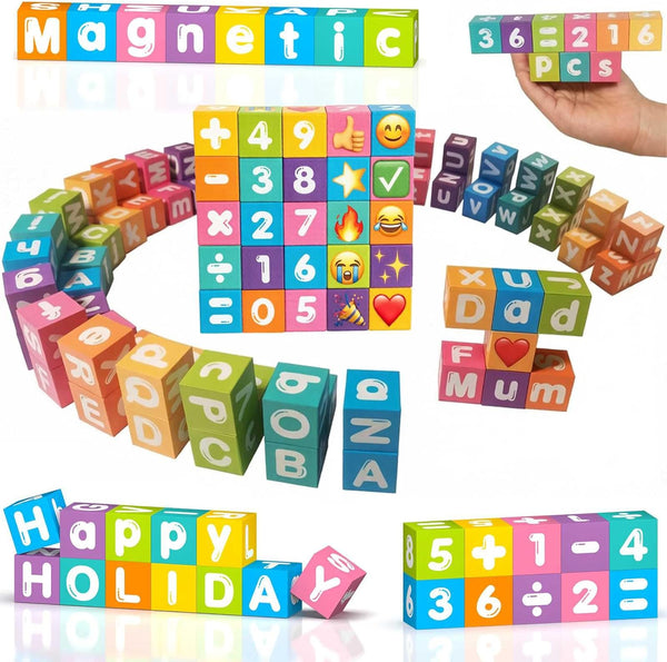 amdohai Portable Magnetic Letters Blocks Magnetic Alphabet & Numbers Montessori Learning Toys for