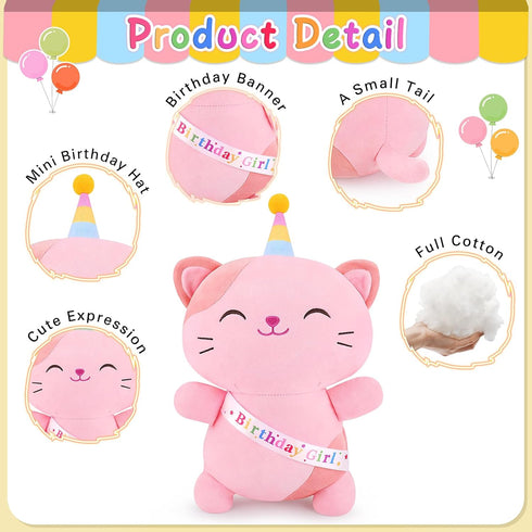 Plush,14 Achwishap Cat Stuffed Animal,Birthday Girls Cat Cats Plush Toys,Cute Plushies Birthday Gifts for Girls,Kawaii