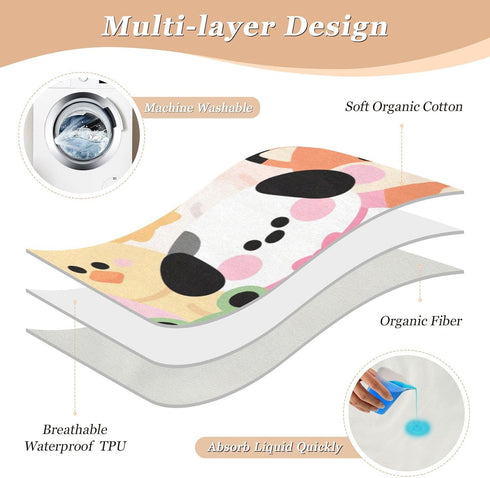 siphylline 52" 34" Cartoon Cute Animals Pink Extra Large Resuable Toddler Mattress Pads Waterproof Washable Baby Diaper