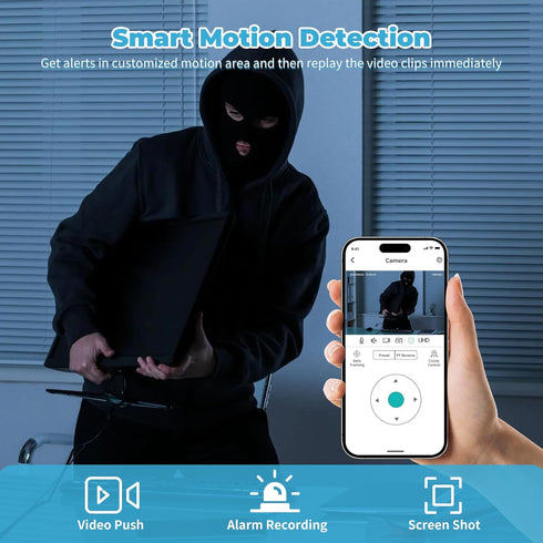 Yuyotrre 3MP 2K Setup, Baby Monitor Wi-Fi Indoor Pan/Tilt Security Camera with Night Vision, Two-Way Audio, Motion