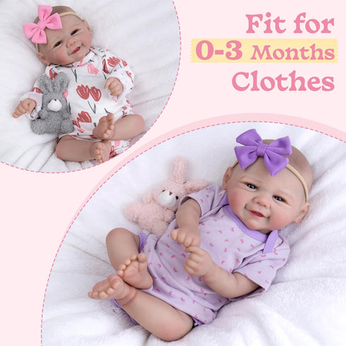 Set 3+, Aori Realistic Reborn Baby Dolls - Weighted Lifelike Newborn Baby Girl with Flexible Limbs, Cute Soft Body