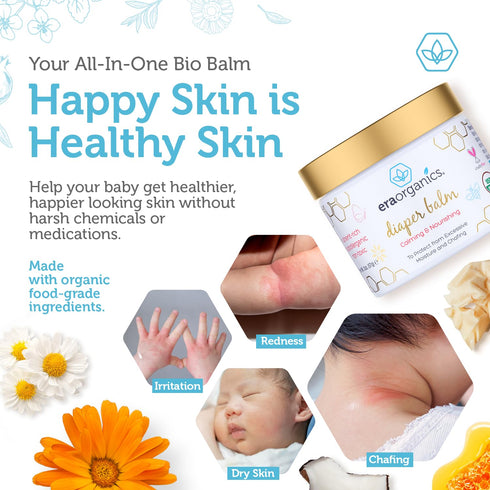 Era Organics Baby Diaper Balm - USDA Organic Ointment Cream for Dry, Sensitive Skin, All Natural