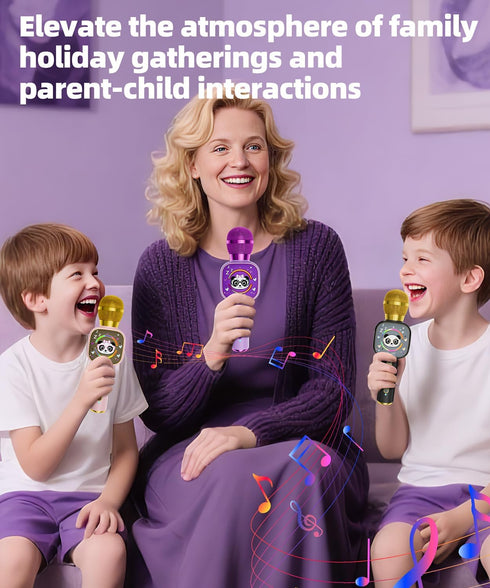 Qnxoat r 2-12 1) Bluetooth Karaoke Microphone Toy for Kids - Mini Portable Speaker with LED Lights, Wireless Pairing