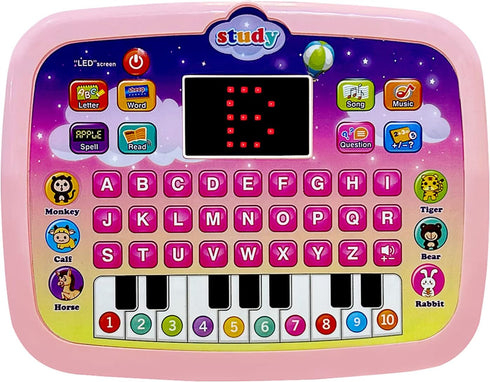Kid Tablet Toddler Learning Pad, Interactive Educational Toy with Screen for Boys & Girls 3+ (Pink)