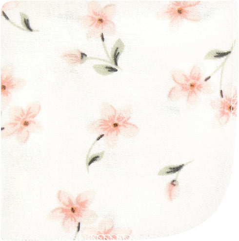 12 Pack, Hudson Baby Unisex Baby Flannel Cotton Washcloths, Pink Dainty Floral One Size