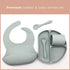 Baby Silicone Feeding Set - (5 Pack) Baby Bib, Suction Divided Plate, Self Feeding Spoon & Fork