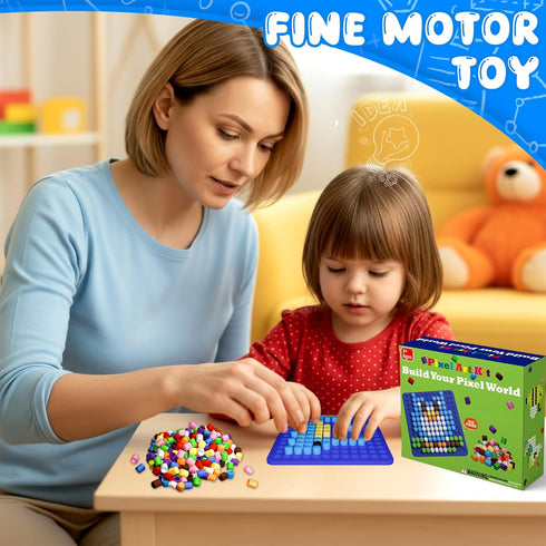 500 10 Counting STEM Toys Pixel Art Kit for Kids, Pcs Colors Pixel Bricks Challenge Fine Motor Skills Game Educational
