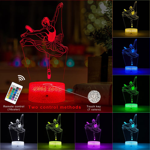 FlyonSea 16 Kids Ballet Gifts,Ballets Girls Light Dancer Color Changing Nightlight with Touch and Remote Control