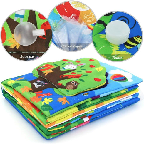 Infant Soft Book, Educational Baby Books 6 to 12 Months, Nontoxic Fabric Touch & Feel Crinkle Cloth for Babies