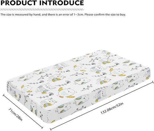 Winpema 28"x52" Owls and Flowers Fitted Crib Sheet Owl Baby Crib Sheet Fit Standard Crib and Toddler Mattress,Crib