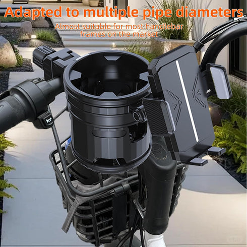 Elecphbo 4-in-1 360 Universal Stroller Cup Holder Adjustable Single/Double Cup & Phone Holder, Rotatable, Anti-Slip