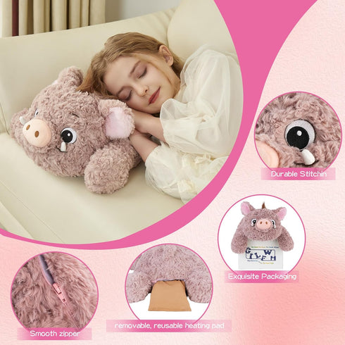 27" 5 Lbs GILFWM Weighted Stuffed Animals Pig, Heatable and Coolable Weighted Plush with Microwavable Heating