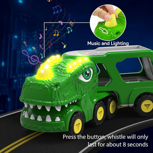 1 2 3 4 5 2-4 4 AUTGA Dinosaur Toys for Year Old Boy, Dinosaur Trucks for Toddlers Years with Small Pull Back Dino