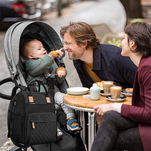 Yeerovan Backpack Mommy Backpack (3037-Black) Baby Diaper Bag with Changing Station Travel Bags Boys Girls