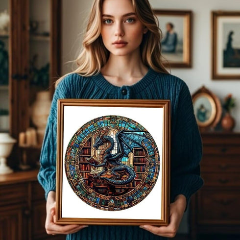 300 13.4 13.3 Dragon Library Puzzles Adults Gifts for Men Women Wooden Pieces x