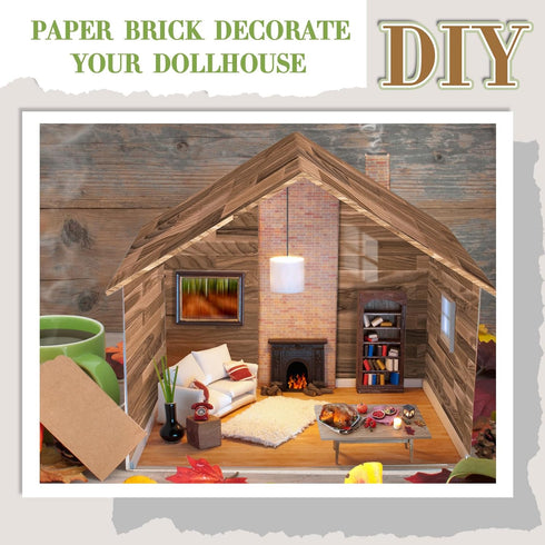 6 8.27 11.69 Inch Flutesan Pcs Miniature Dollhouse Wallpaper and Flooring Peel and Stick Mini DIY Self Adhesive