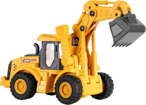 YySiRui 11" 1: 18 Ages3+ Excavator Toy, Scale, Rolling Wheels Inertia-Powered, HeavyDuty Plastic, with Lights
