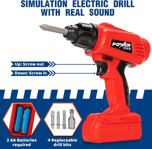 Set Playset 3-5, Set 3 4 5 TooyBing Kids Tool Bench with Electric Drill and Realistic Tools, Construction Workbench Toy