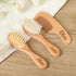 ZYMECH 3pcs Set Personalized Wooden Baby with Name Hair Brush and Comb Bristles Baby Hair Brush and Comb for Newborn