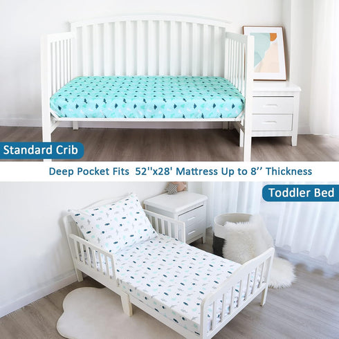 2-Pack, 52'' 28'' Crib Sheets for Boys or Girls Fitted Crib Sheet x for Standard Crib & Toddler Mattress, Soft