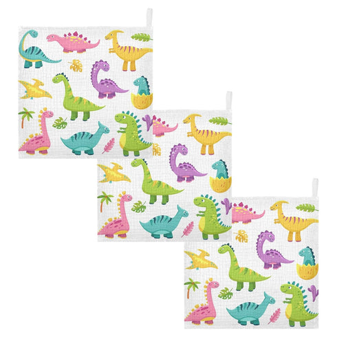 12 12 5 Pack Cartoon Dinosaur Baby Muslin Washcloths Cute Burp Cloths Soft Absorbent Baby Wash Cloth Fingertip Face
